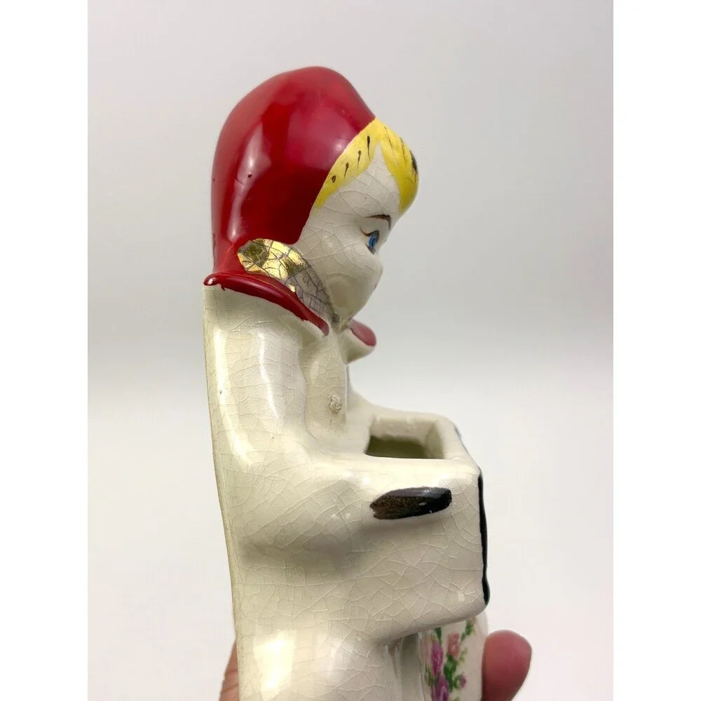 VTG Hull Ware Little Red Riding Hood Wall Pocket Planter Vase - Picture 10 of 16